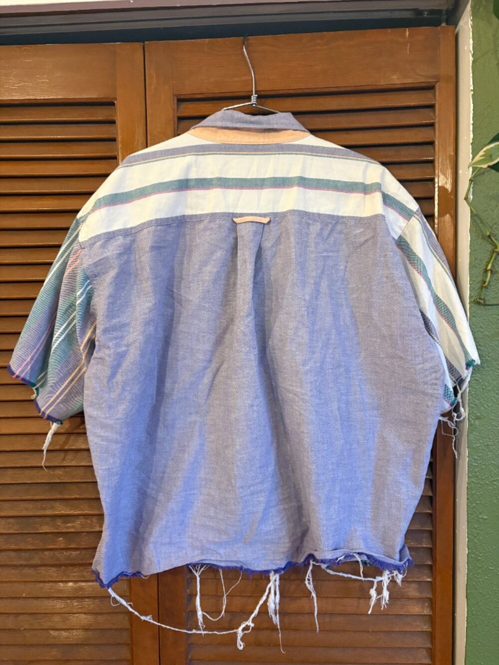 Silverman stripe buttondown raw hem masc crop fit unsex M - Picture 6 of 6